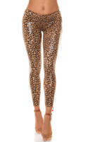 wetlook leggings met veter luipaard